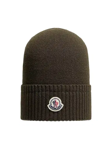 Moncler Men's Beanie Hat in Wool and Cashmere - Olive Green | Thumbnail 1 Moncler Men's Beanie Hat in Wool and Cashmere - Olive Green | Thumbnail 1