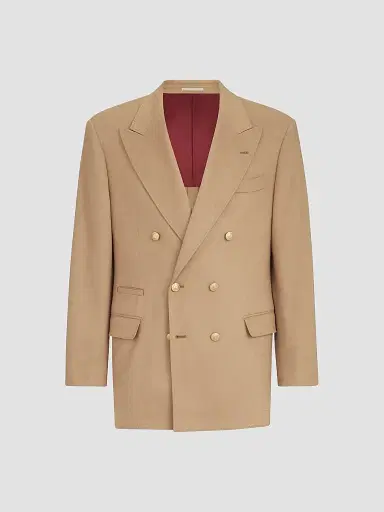 Brunello Cucinelli Men's Camel Flannel One-and-a-Half Breasted Tailor Blazer - Camel | Thumbnail 3 Brunello Cucinelli Men's Camel Flannel One-and-a-Half Breasted Tailor Blazer - Camel | Thumbnail 3