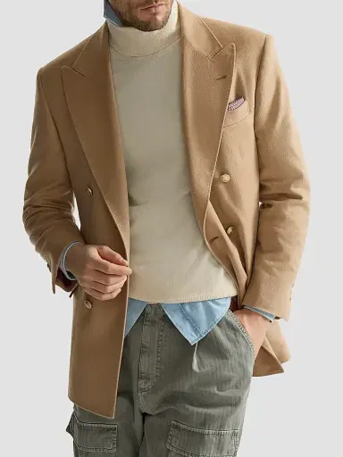 Brunello Cucinelli Men's Camel Flannel One-and-a-Half Breasted Tailor Blazer - Camel | Thumbnail 5 Brunello Cucinelli Men's Camel Flannel One-and-a-Half Breasted Tailor Blazer - Camel | Thumbnail 5