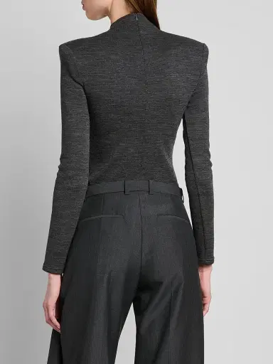 Jil Sander Women's Shoulder Pad Wool Jersey Bodysuit - Antracite | Thumbnail 3 Jil Sander Women's Shoulder Pad Wool Jersey Bodysuit - Antracite | Thumbnail 3