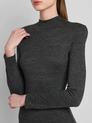Jil Sander Women's Shoulder Pad Wool Jersey Bodysuit - Antracite | Thumbnail 5 Jil Sander Women's Shoulder Pad Wool Jersey Bodysuit - Antracite | Thumbnail 5