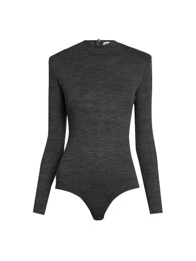 Jil Sander Women's Shoulder Pad Wool Jersey Bodysuit - Antracite | Thumbnail 1 Jil Sander Women's Shoulder Pad Wool Jersey Bodysuit - Antracite | Thumbnail 1