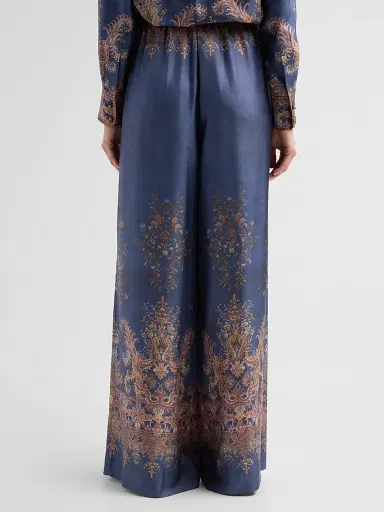 Zimmermann Women's Valiant Paisley Silk Track Pants - Navy Paisley | Thumbnail 3 Zimmermann Women's Valiant Paisley Silk Track Pants - Navy Paisley | Thumbnail 3