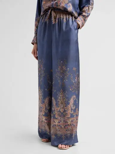 Zimmermann Women's Valiant Paisley Silk Track Pants - Navy Paisley | Thumbnail 4 Zimmermann Women's Valiant Paisley Silk Track Pants - Navy Paisley | Thumbnail 4