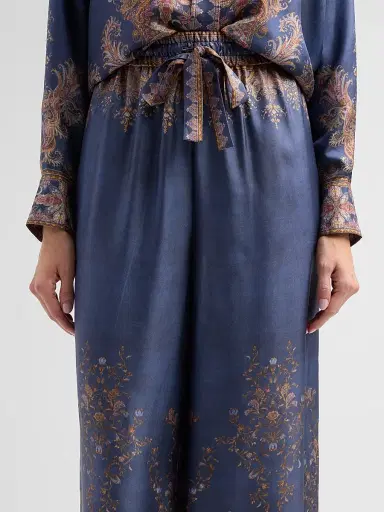 Zimmermann Women's Valiant Paisley Silk Track Pants - Navy Paisley | Thumbnail 5 Zimmermann Women's Valiant Paisley Silk Track Pants - Navy Paisley | Thumbnail 5