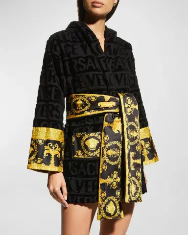 Versace I Heart Baroque Hooded Short Bathrobe | Thumbnail 2 Versace I Heart Baroque Hooded Short Bathrobe | Thumbnail 2