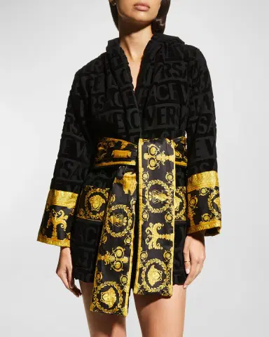 Versace I Heart Baroque Hooded Short Bathrobe | Thumbnail 3 Versace I Heart Baroque Hooded Short Bathrobe | Thumbnail 3