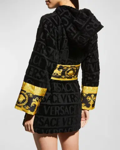 Versace I Heart Baroque Hooded Short Bathrobe | Thumbnail 4 Versace I Heart Baroque Hooded Short Bathrobe | Thumbnail 4