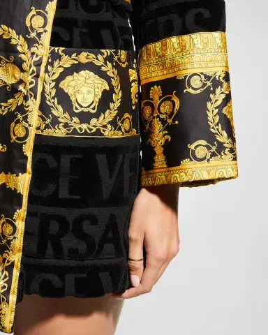 Versace I Heart Baroque Hooded Short Bathrobe | Thumbnail 5 Versace I Heart Baroque Hooded Short Bathrobe | Thumbnail 5