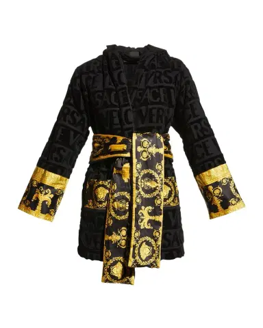 Versace I Heart Baroque Hooded Short Bathrobe | Thumbnail 1 Versace I Heart Baroque Hooded Short Bathrobe | Thumbnail 1
