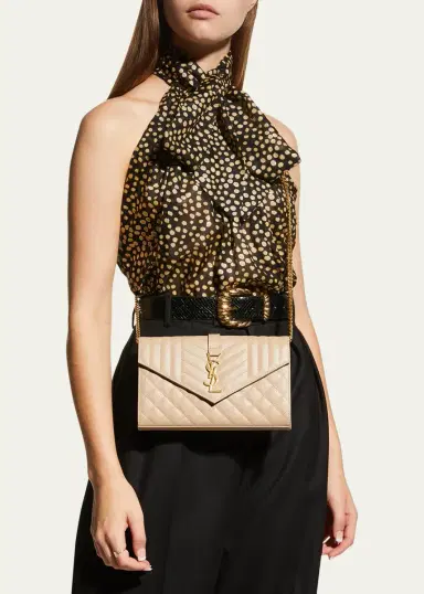 Saint Laurent Envelope Triquilt YSL Crossbody in Grained Leather | Thumbnail 2 Saint Laurent Envelope Triquilt YSL Crossbody in Grained Leather | Thumbnail 2