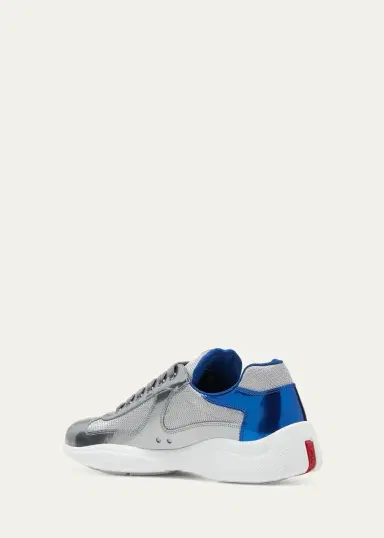 Prada Men's America's Cup Metallic Bike Sneakers | Thumbnail 2 Prada Men's America's Cup Metallic Bike Sneakers | Thumbnail 2