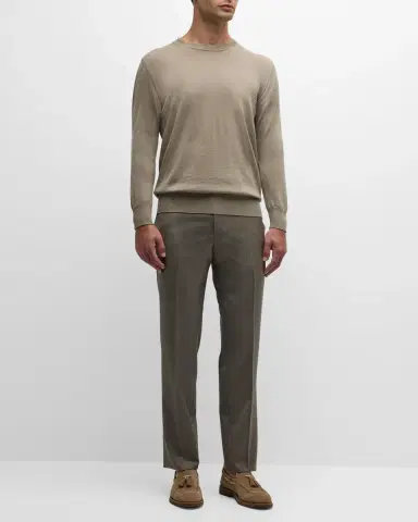 Giorgio Armani Men's Flat-Front Wool Trousers | Thumbnail 2 Giorgio Armani Men's Flat-Front Wool Trousers | Thumbnail 2