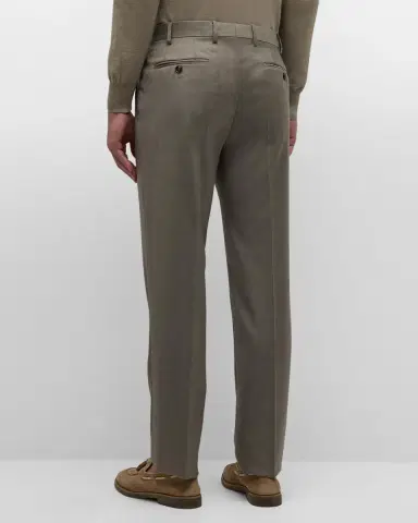Giorgio Armani Men's Flat-Front Wool Trousers | Thumbnail 3 Giorgio Armani Men's Flat-Front Wool Trousers | Thumbnail 3