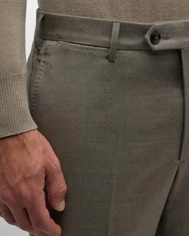 Giorgio Armani Men's Flat-Front Wool Trousers | Thumbnail 5 Giorgio Armani Men's Flat-Front Wool Trousers | Thumbnail 5