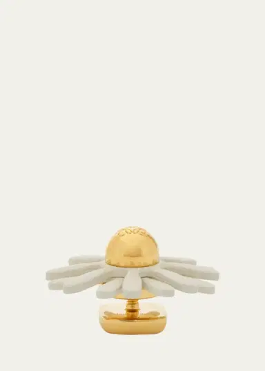 Loewe Flower Pin in Brass and Calfskin | Thumbnail 3 Loewe Flower Pin in Brass and Calfskin | Thumbnail 3
