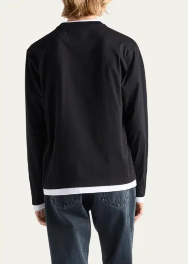 Prada Men's Tipped Cotton Long-Sleeve T-Shirt | Thumbnail 3 Prada Men's Tipped Cotton Long-Sleeve T-Shirt | Thumbnail 3