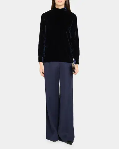 Giorgio Armani Mock-Neck Velvet Long-Sleeve Shirt | Thumbnail 2 Giorgio Armani Mock-Neck Velvet Long-Sleeve Shirt | Thumbnail 2