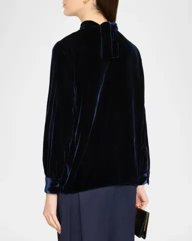 Giorgio Armani Mock-Neck Velvet Long-Sleeve Shirt | Thumbnail 3 Giorgio Armani Mock-Neck Velvet Long-Sleeve Shirt | Thumbnail 3