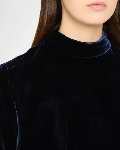 Giorgio Armani Mock-Neck Velvet Long-Sleeve Shirt | Thumbnail 5 Giorgio Armani Mock-Neck Velvet Long-Sleeve Shirt | Thumbnail 5