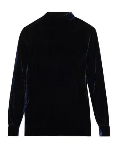 Giorgio Armani Mock-Neck Velvet Long-Sleeve Shirt | Thumbnail 1 Giorgio Armani Mock-Neck Velvet Long-Sleeve Shirt | Thumbnail 1