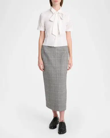 Thom Browne Windowpane Wool Tailored Midi Skirt | Thumbnail 2 Thom Browne Windowpane Wool Tailored Midi Skirt | Thumbnail 2