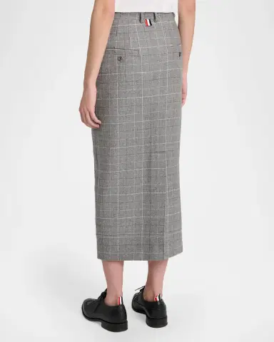 Thom Browne Windowpane Wool Tailored Midi Skirt | Thumbnail 3 Thom Browne Windowpane Wool Tailored Midi Skirt | Thumbnail 3