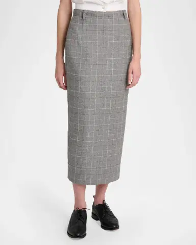Thom Browne Windowpane Wool Tailored Midi Skirt | Thumbnail 4 Thom Browne Windowpane Wool Tailored Midi Skirt | Thumbnail 4