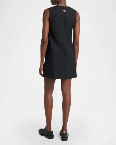 Thom Browne Surplice V-Neck Wool Shift Minidress | Thumbnail 3 Thom Browne Surplice V-Neck Wool Shift Minidress | Thumbnail 3