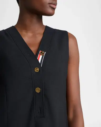Thom Browne Surplice V-Neck Wool Shift Minidress | Thumbnail 5 Thom Browne Surplice V-Neck Wool Shift Minidress | Thumbnail 5