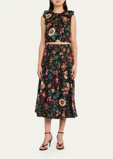 Ulla Johnson Gracie Floral Sleeveless Crop Top | Thumbnail 2 Ulla Johnson Gracie Floral Sleeveless Crop Top | Thumbnail 2