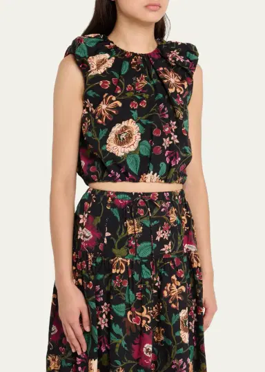 Ulla Johnson Gracie Floral Sleeveless Crop Top | Thumbnail 4 Ulla Johnson Gracie Floral Sleeveless Crop Top | Thumbnail 4