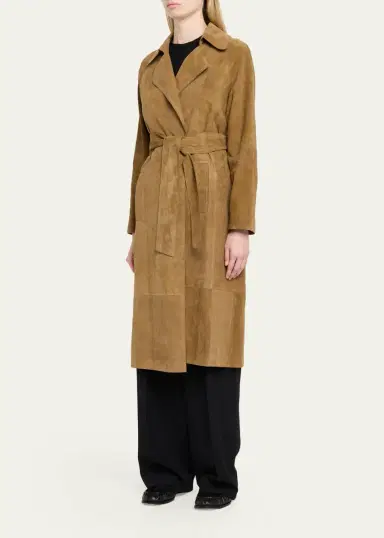 ARMA Yava Wrap-Front Lambskin Suede Coat | Thumbnail 4 ARMA Yava Wrap-Front Lambskin Suede Coat | Thumbnail 4