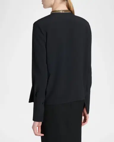 Tom Ford Embellished-Collar Long-Sleeve Top | Thumbnail 3 Tom Ford Embellished-Collar Long-Sleeve Top | Thumbnail 3