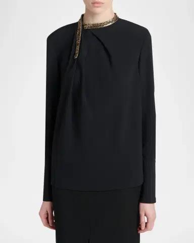 Tom Ford Embellished-Collar Long-Sleeve Top | Thumbnail 4 Tom Ford Embellished-Collar Long-Sleeve Top | Thumbnail 4
