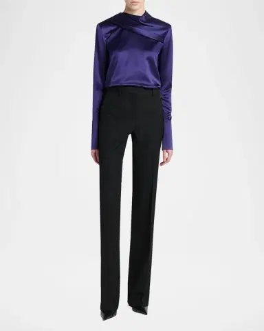 Tom Ford Draped Silk Long-Sleeve Tunic Blouse | Thumbnail 2 Tom Ford Draped Silk Long-Sleeve Tunic Blouse | Thumbnail 2