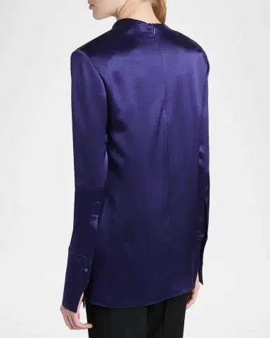 Tom Ford Draped Silk Long-Sleeve Tunic Blouse | Thumbnail 3 Tom Ford Draped Silk Long-Sleeve Tunic Blouse | Thumbnail 3
