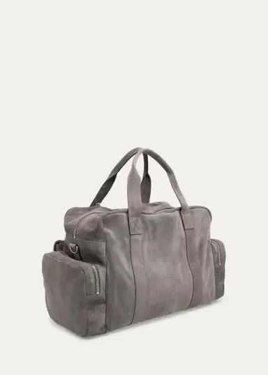 Brunello Cucinelli Men's Suede Oversized-Pocket Duffel Bag | Thumbnail 3 Brunello Cucinelli Men's Suede Oversized-Pocket Duffel Bag | Thumbnail 3