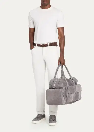 Brunello Cucinelli Men's Suede Oversized-Pocket Duffel Bag | Thumbnail 5 Brunello Cucinelli Men's Suede Oversized-Pocket Duffel Bag | Thumbnail 5
