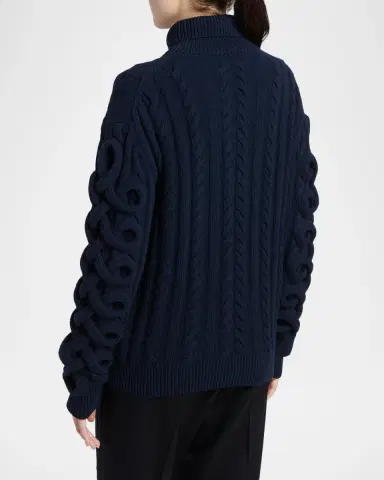 Etro Loop-Sleeve Cable Knit Turtleneck Sweater | Thumbnail 3 Etro Loop-Sleeve Cable Knit Turtleneck Sweater | Thumbnail 3