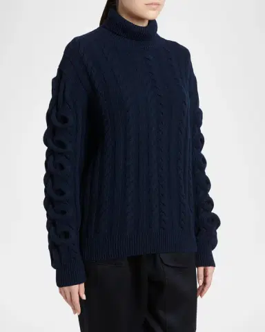 Etro Loop-Sleeve Cable Knit Turtleneck Sweater | Thumbnail 4 Etro Loop-Sleeve Cable Knit Turtleneck Sweater | Thumbnail 4
