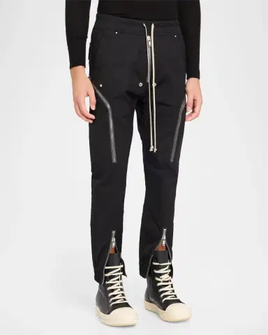 Rick Owens Men's Zipped-Trim Drawstring Joggers | Thumbnail 4 Rick Owens Men's Zipped-Trim Drawstring Joggers | Thumbnail 4