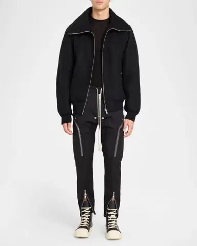 Rick Owens Men's Wool Melton Bomber Jacket | Thumbnail 2 Rick Owens Men's Wool Melton Bomber Jacket | Thumbnail 2