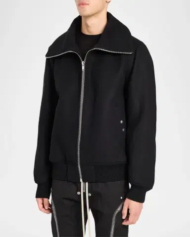 Rick Owens Men's Wool Melton Bomber Jacket | Thumbnail 4 Rick Owens Men's Wool Melton Bomber Jacket | Thumbnail 4
