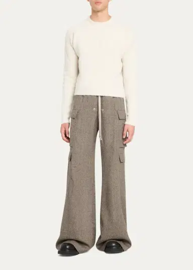 Rick Owens Men's Wool-Blend Cropped Crewneck Sweater | Thumbnail 2 Rick Owens Men's Wool-Blend Cropped Crewneck Sweater | Thumbnail 2