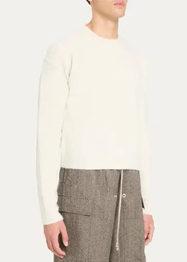 Rick Owens Men's Wool-Blend Cropped Crewneck Sweater | Thumbnail 4 Rick Owens Men's Wool-Blend Cropped Crewneck Sweater | Thumbnail 4