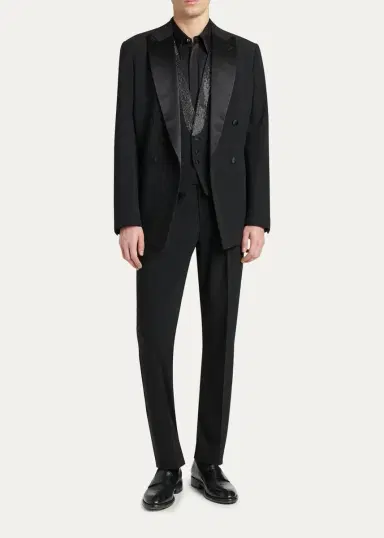 Giorgio Armani Men's Double Breasted Virgin Wool-blend Blazer | Thumbnail 2 Giorgio Armani Men's Double Breasted Virgin Wool-blend Blazer | Thumbnail 2