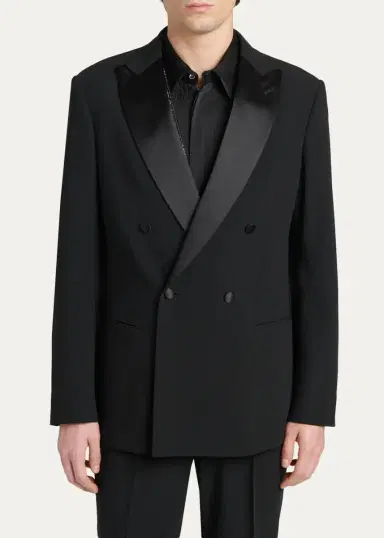 Giorgio Armani Men's Double Breasted Virgin Wool-blend Blazer | Thumbnail 4 Giorgio Armani Men's Double Breasted Virgin Wool-blend Blazer | Thumbnail 4