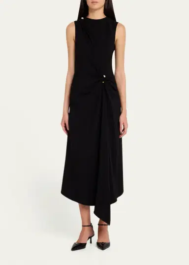 Veronica Beard Freja Asymmetric Draped Midi Dress | Thumbnail 2 Veronica Beard Freja Asymmetric Draped Midi Dress | Thumbnail 2
