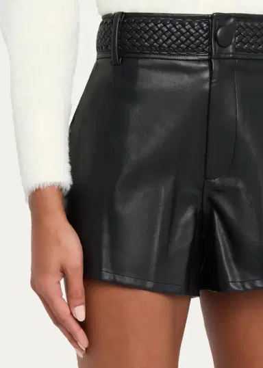 L'Agence Virelle Braided-Waistband Faux-Leather Shorts | Thumbnail 5 L'Agence Virelle Braided-Waistband Faux-Leather Shorts | Thumbnail 5